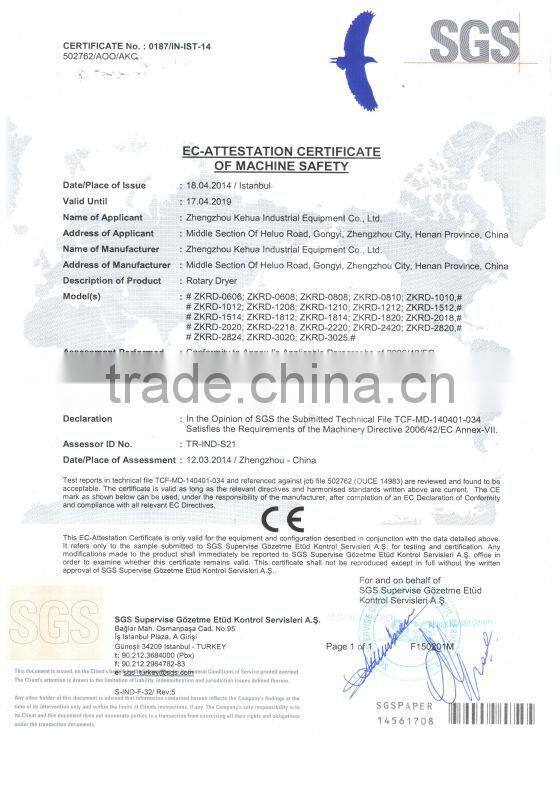 Coal Rotary Dryer Widely Used For Dry Coal Fines, Coal Slurry, Coke, Slag, Fly Ash and so on