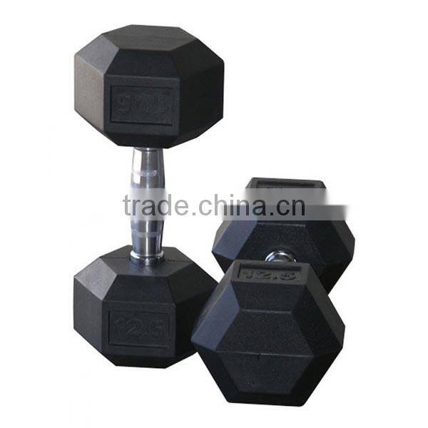 2015 hot sell Rubber coated Hex Dumbbell