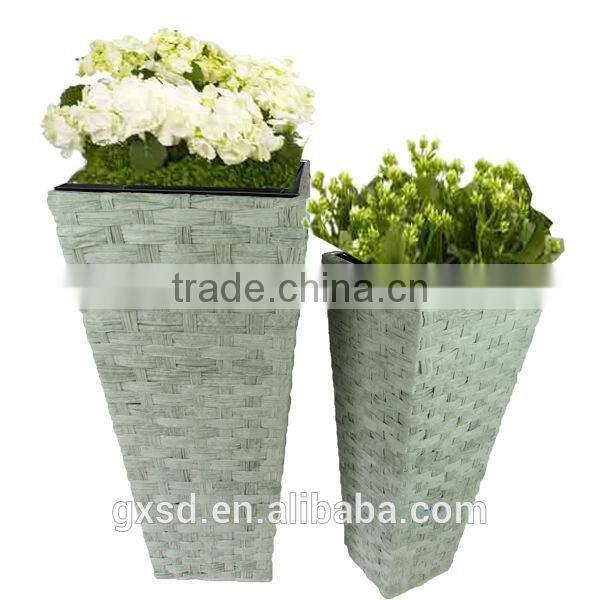 Large RATTAN Tall Planter Square paper rope Garden large outdoor planters