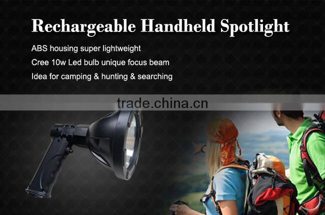 camping spotlight hunting equipment Portable ABS housing search light hand held LED Rechargeable 10w cree car spotlight