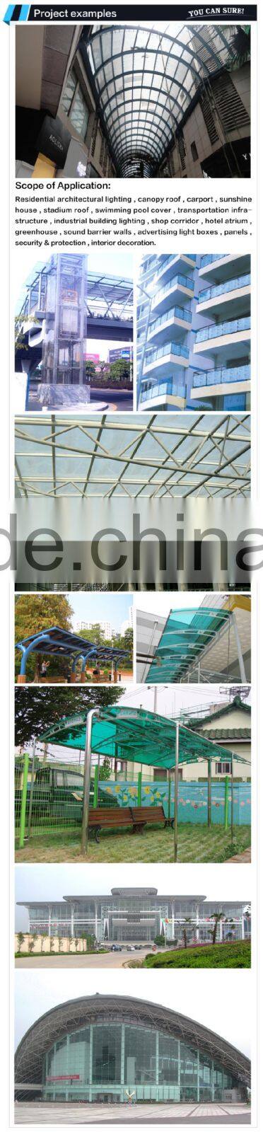 2.5mm thick u type hollow plate three yuan direct manufacturers/polycarbonate hollow sheet/polycarbonate solid sheet