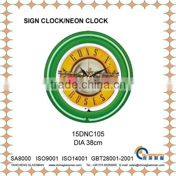 DIA 38cm customizable home decoration neon clock wall clock 15DNC105