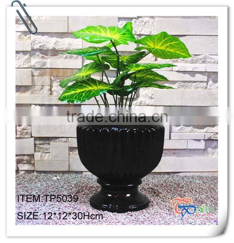 Popular black square fiberglass glazed garden pots