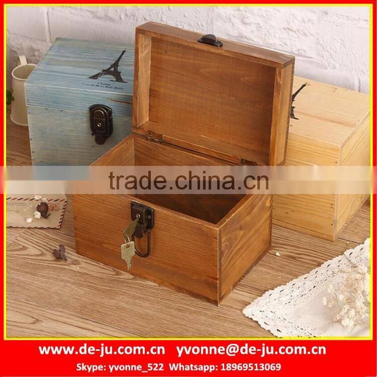 Metal Handle Small Wooden Drawer Storage Box