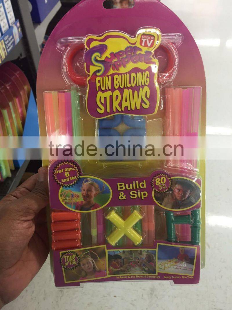 DIY Straws 30 Pieces Fun Straws Drinking with Plastic Straws & Connectors Flexible Funny Plastic DIY Straws