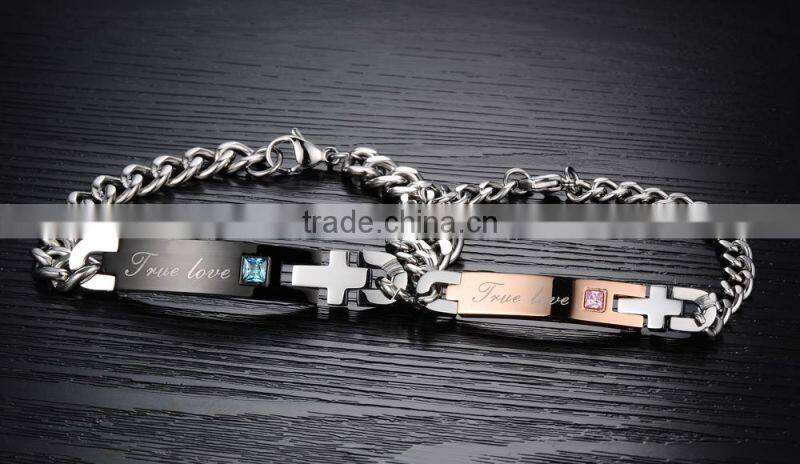 2017 New Arrival Titanium Stainless Steel His And Her True Lover Couple Customized Couple Bracelet