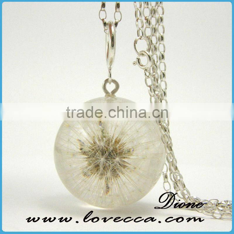 Low MOQ Resin Real Flower Necklace herbarium pendant