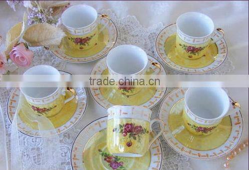 Ceramic gift cup with handle and plate