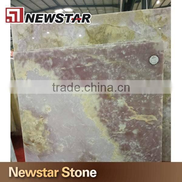 Transparent pink onyx marble slab