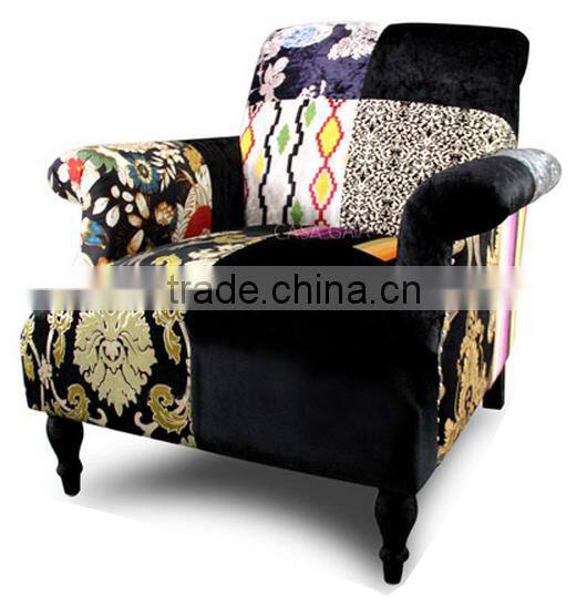 Classic Elegant Spanish Style Sharp Contrast Patchwork Three Sear Sofa BF11-0624a-02