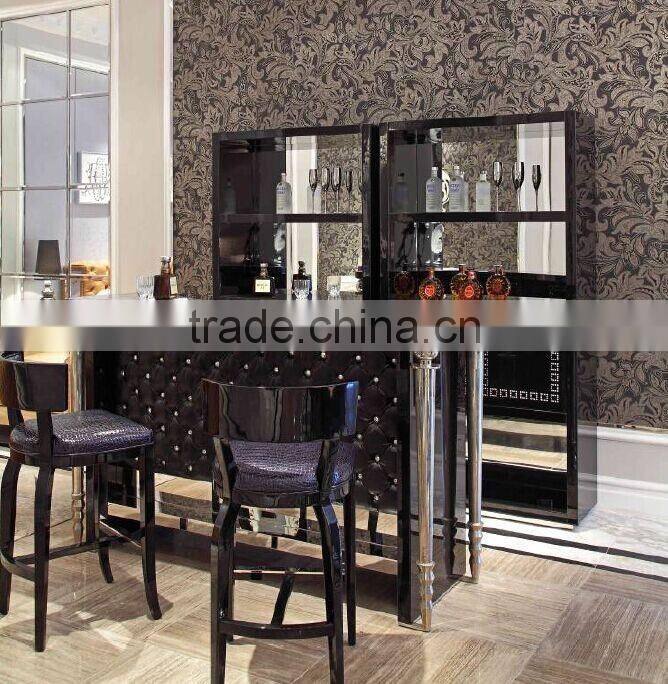 Classic Royal European Contemporary Style Pure Black Office Table Set with Bookcase BF11-01234c