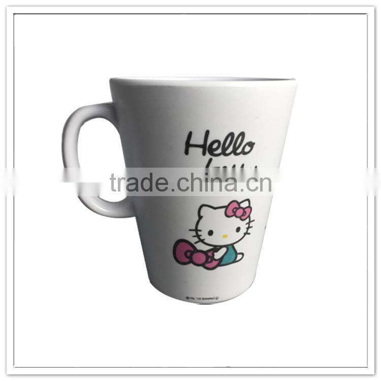 Children standard non-toxic ceramic-like Hallo Kitten printed melamine plastic mugs for kids