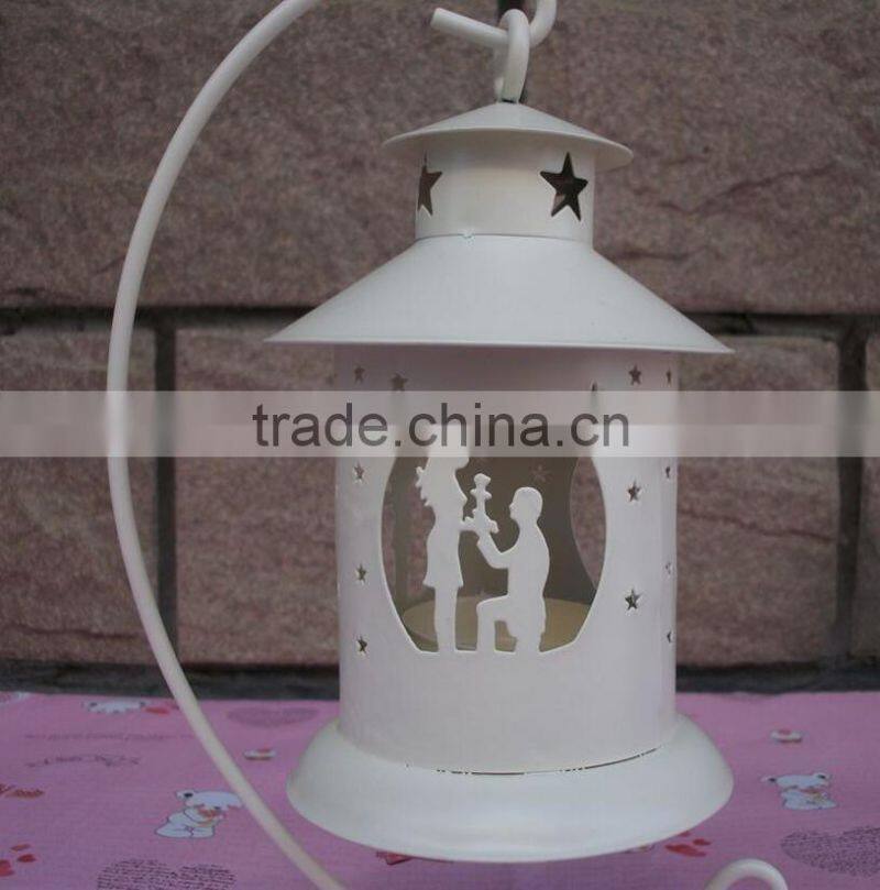 2017 morden wedding proposal house Style OEM Metal Lantern Candle Holders