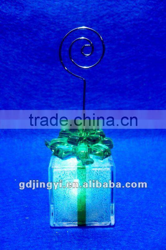 acrylic led lighting snowman gift box card holder for office supplier