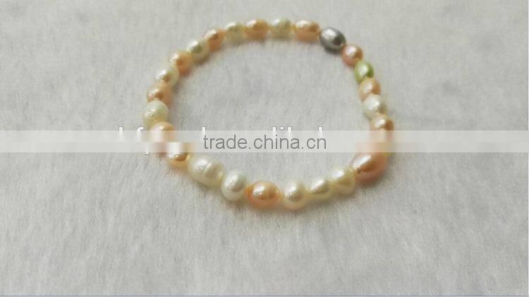 5-6 mm multicolor baroque freshwater pearl bracelet