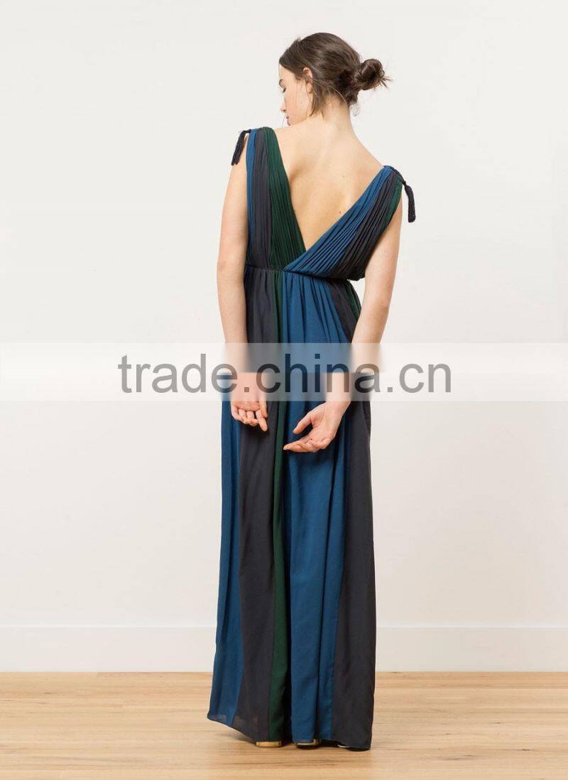 Long Weddings Bridesmaid Ball Gown Dresses Evening Long Pleated Front and Back V-neck Summer Dresses HSD5045