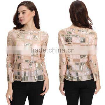 Sequin Gold 2017 Latest Fashion Design Top For Woman