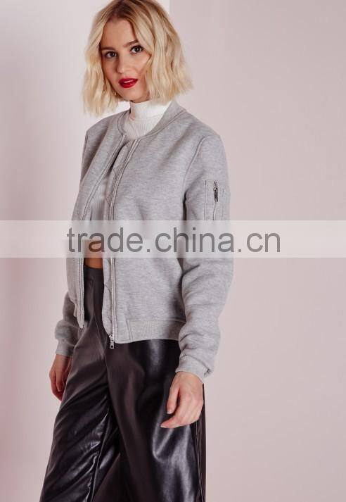 New Fashion Wholesale Grey Marl Winter Womens Bomber Jacket
