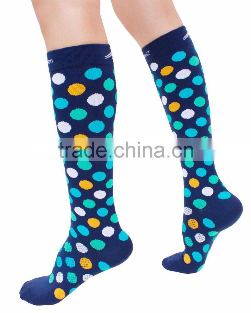 Compression Socks with polka dots made of nylon and spandex