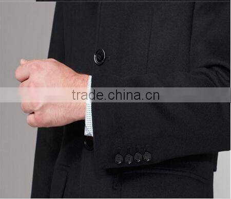 2017 Tailored Black Fashion Design Back Vent Slim Fit Mens Cashmere Men Coat