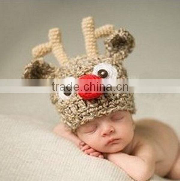 Handmade Cotton Winter Deer Animal Baby Hat And Cap Crochet Hat