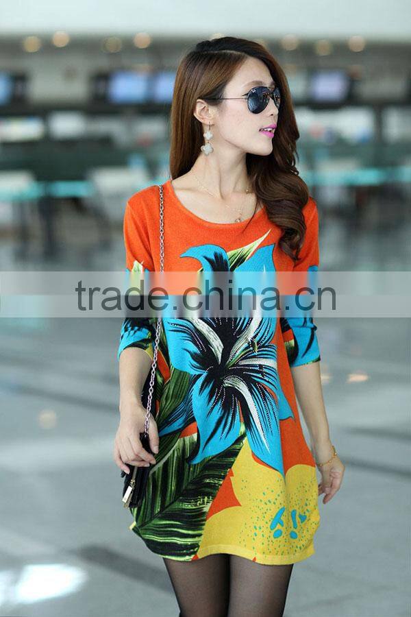 Latest designs sexy print knitted sweaters for girls