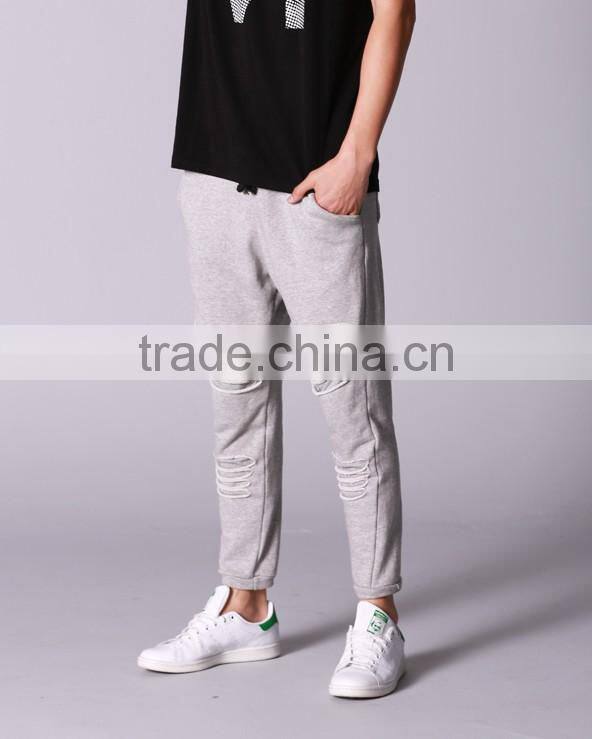 wholesale customized printing logo blank slim fit women ripped sweatpants jogger
