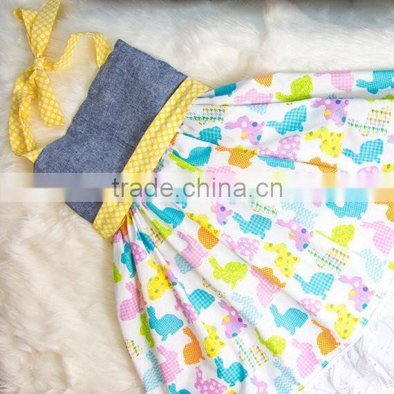 2017 New Arrive Littler Girls Easter Bunny Halter Dress Baby Kids Cute Holiday Clothing