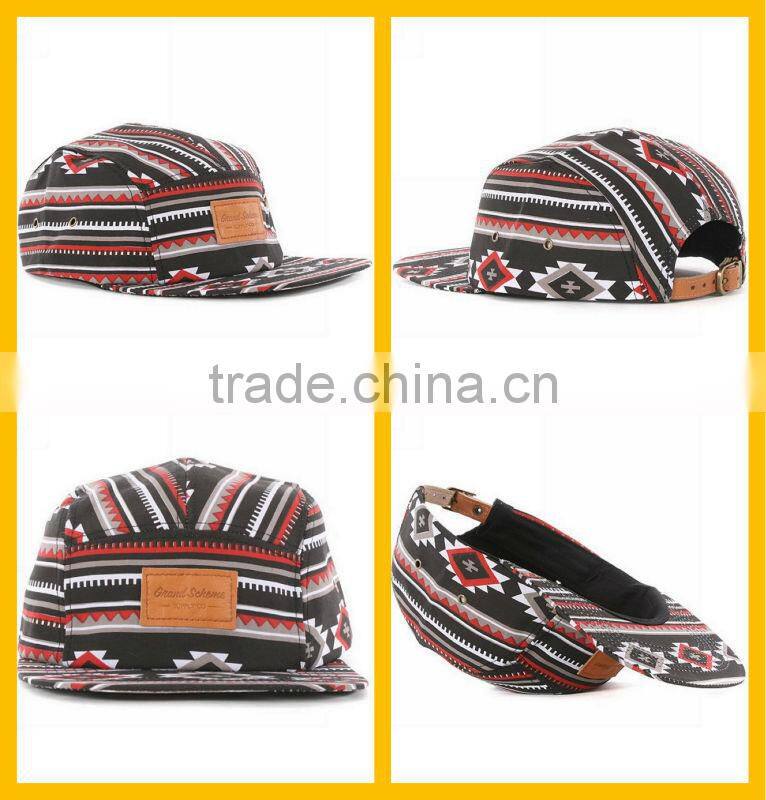 Custom Leather Patch Hat/Fashion Twill Five Panels Cap