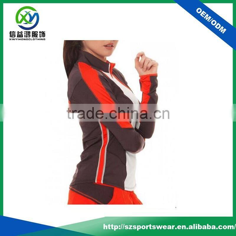 OEM Half Zip Contrast Color Splicing Polyester Cotton Women Golf Jacket