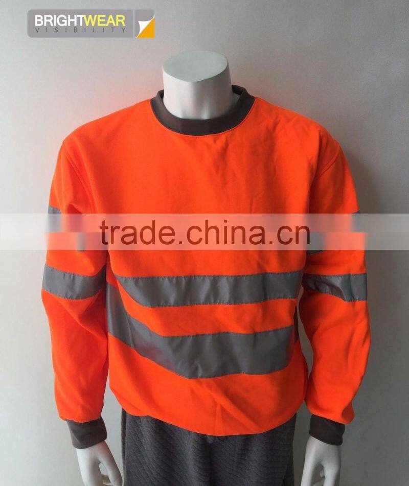 Mens orange hi vis reflective protective jacket warning fleece Chinese local tape safety sweatshirt