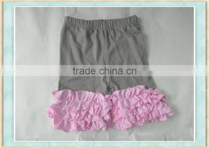 denim shorts gray and pink ruffle mini hot shorts litter kids wear beach shorts