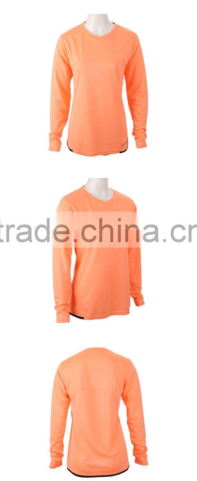 Fancy Girl Pure Color V Neck Long Sleeve T Shirt for Women