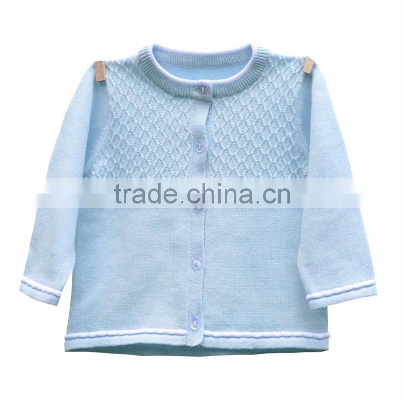 Long Sleeves Argle Pattern Round Collar Baby Cardigan Sweater