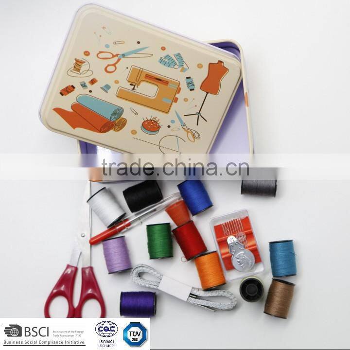 D&D home & traveling hand embroidery sewing box with sewing accessories notions