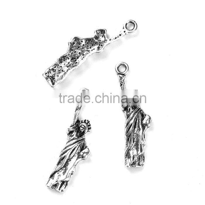 Zinc Based Alloy Pendants Statue of Liberty Antique Silver
