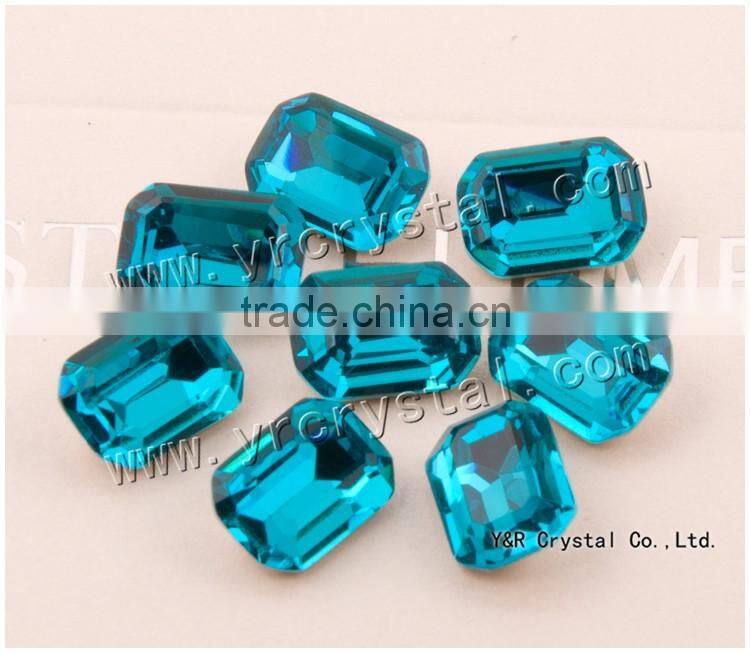 4 pcs point back blue zircon color fancy cut 13*18mm fancy crystal sewing stones on clothes