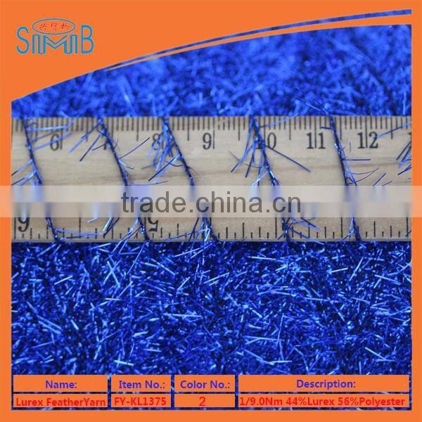 factory wholesale polyester lurex feather yarn on cone for machine knitting sweater