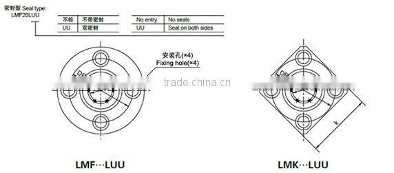 13x23x61mm Round Flange Type Linear Bearing/Bushing LMF13LUU