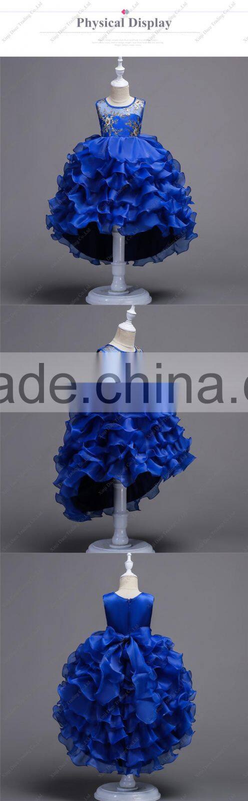 Fashion kids teenagers cake layered dress latest designs evening gowns for girls