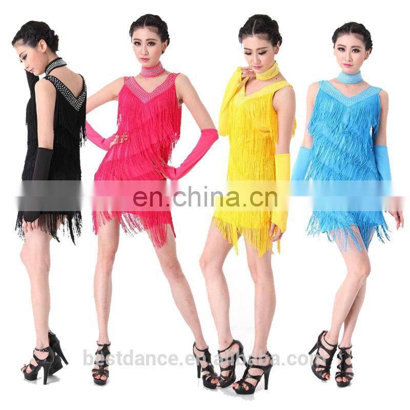 BestDance sexy latin dance dress ballroom dance dress party evening dress tassel skirts OEM