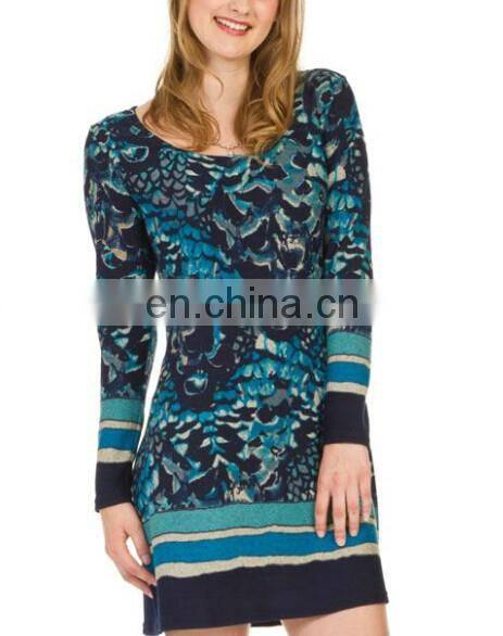 Asymmetrical Hem Royal Blue Wholesale Knitwear Tunic