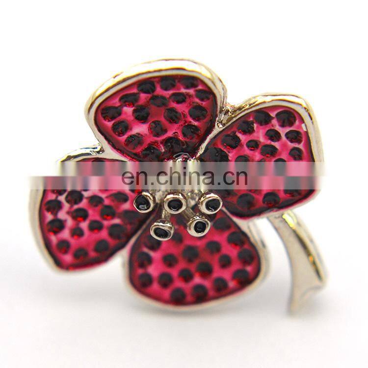 Wholesale Custom Cheap Metal Bulk Korean Magnet Rhinestone Flower Brooch Pin