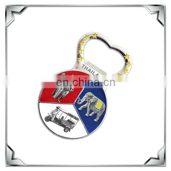 Thailand elephant shape metal bottle opener with fridge magnet