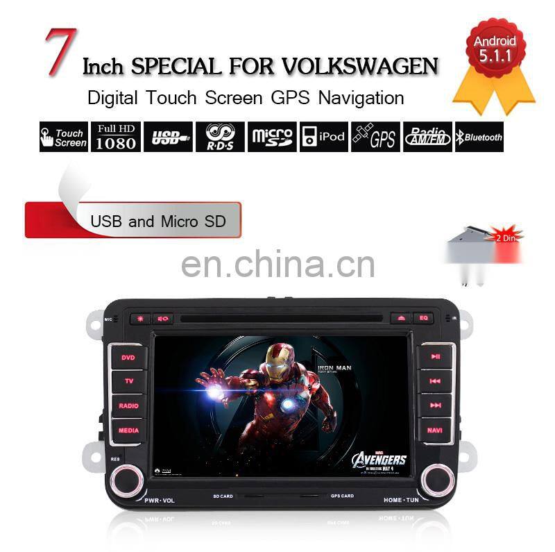 7 Inch Android 5.1 digital touch button car Radio GPS Navigation for VW