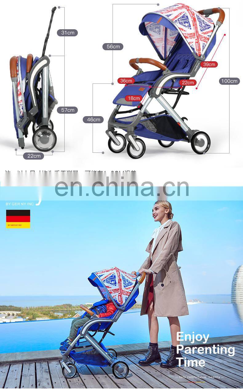 Portable Light weight Baby Stroller Export To Poland With PU leather handrail