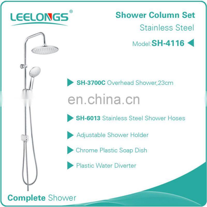 Wall Mount Select Button Rain Bathroom Shower Set System in Complete Set