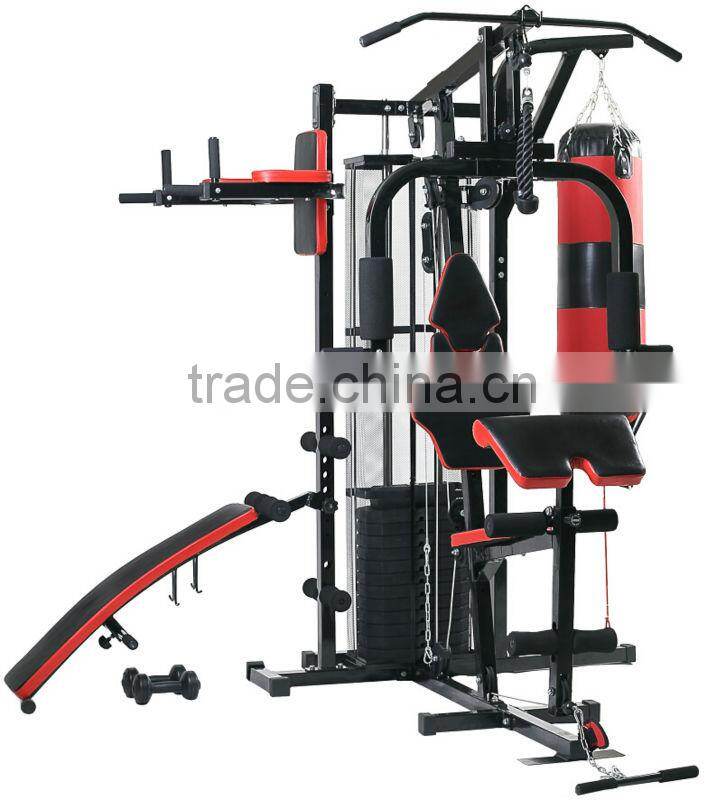 100kg MULTI STATION HOME GYM HG480 EXERCISE EQUIPMENT with BOXING PUNCHING BAG DUMBBELLS