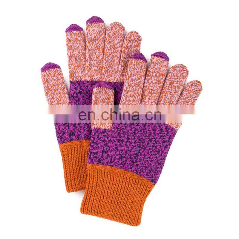 HY Winter Adult Custom Knit acrylic Gloves touchscreen with phone gloves