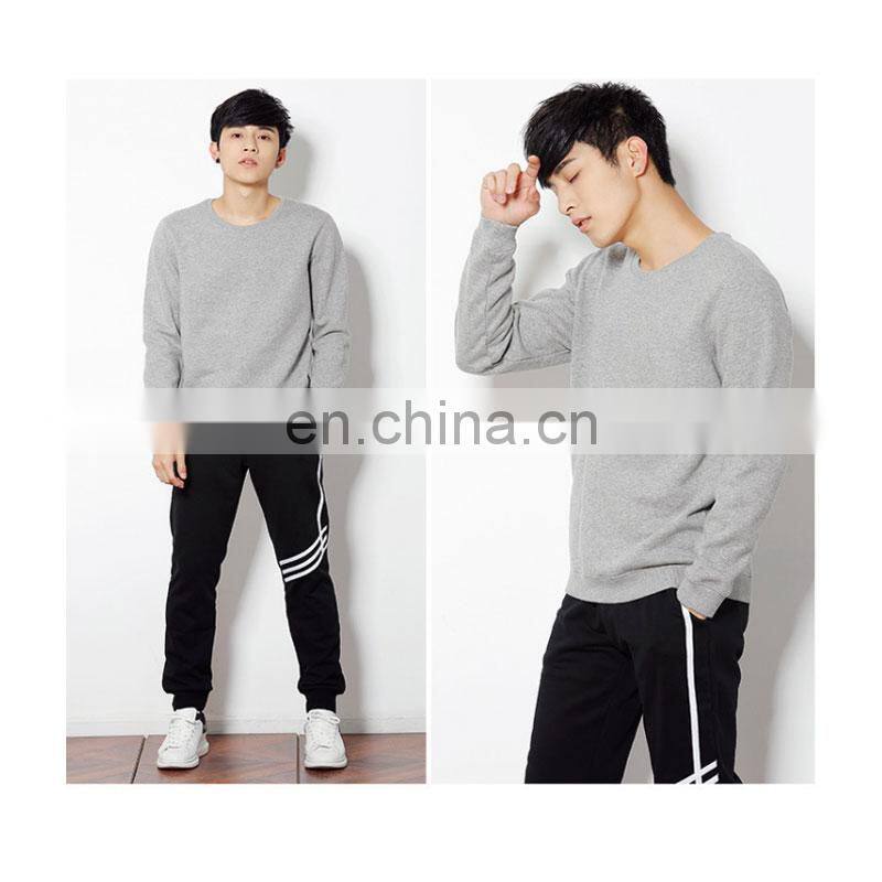 Customized plus velvet men and women casual loose large size solid color round neck sweater